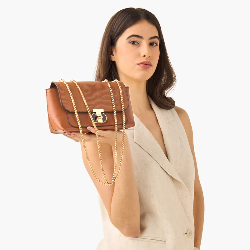ساشا Textured Crossbody Bag in Brown for Women
